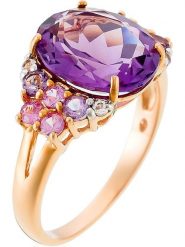 DIAMANTA Złoty pierścionek "Filtre d'amour" z kamieniami szlachetnymi rozmiar: 54. Różowe pierścionki damskie DIAMANTA, z ametystem, złote. Za 2,479.99 zł.