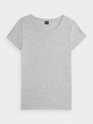 4F T-shirt regular gładki damski XL. Szare t-shirty damskie 4F, xl, bez wzorów, z dzianiny, bez kołnierzyka. Za 49.99 zł.