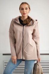Bluza ocieplana z dłuższym tyłem i kieszeniami ciemno beżowa. Brązowe bluzy damskie KESI, l, bez wzorów, z bawełny, bez kaptura. Za 198.65 zł.