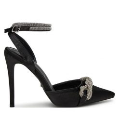 Szpilki DeeZee. Czarne szpilki damskie DeeZee, bez wzorów, bez obcasa, na szpilce, bez zapięcia. Za 159.99 zł.
