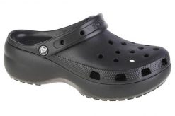 Sandały CROCS CLASSIC PLATFORM CLOG W Czarny. Czarne sandały damskie Crocs, bez wzorów, z gumy, bez obcasa, bez zapięcia. Za 232.05 zł.