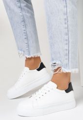 Biało-Czarne Sneakersy Iolusa. Białe obuwie sportowe damskie Born2be, przed kostkę, bez zapięcia. Za 54.99 zł.