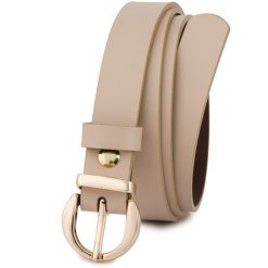 Pasek skórzany BELTIMORE r.95-110 cm O25 beżowy. Brązowe paski damskie bez wzorów. Za 49.90 zł.