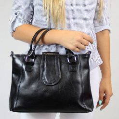 Torebka skórzana damska aktówka DAN-A T84 czarna. Czarne aktówki damskie DAN-A, ze skóry, bez dodatków. Za 329.99 zł.
