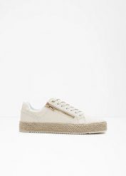 Sneakersy z zamkiem. Białe obuwie sportowe casual damskie bonprix, bez zapięcia. Za 124.99 zł.