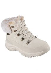 Tenisówki Skechers Model Trego - Snow Worries Kolor Biały. Brązowe trampki damskie Skechers, bez wzorów, z materiału, bez zapięcia. Za 432.70 zł.