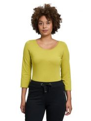 CARTOON Koszulka w kolorze limonkowym rozmiar: 42. Zielone koszulki damskie Cartoon, bez wzorów, bez kołnierzyka, bez ramiączek. Za 39.99 zł.