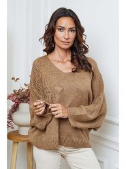 So Cachemire Sweter "Arobaz" w kolorze jasnobrązowym rozmiar: M. Brązowe swetry klasyczne damskie So Cachemire, m, ze splotem, bez kołnierzyka. Za 179.64 zł.
