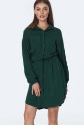 Zwiewna koszulowa sukienka z wiązaniem w talii. Sukienki damskie Sukienki.shop, bez wzorów, biznesowe, bez ramiączek. Za 289.00 zł.