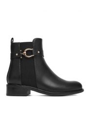 DeeZee Botki HX20207-291 Czarny. Czarne botki damskie DeeZee, z materiału, bez obcasa, na płaskiej podeszwie, bez zapięcia. Za 179.99 zł.