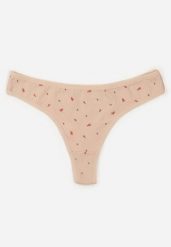 Beżowe Majtki Stringi z Bawełną w Kwiaty Calylia. Brązowe stringi Born2be, bez wzorów, z bawełny. Za 5.99 zł.