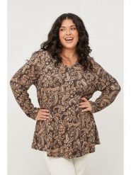 Curvy Lady Bluzka w kolorze brązowym rozmiar: 48/50. Brązowe bluzki damskie Curvy Lady, bez wzorów, z bawełny, klasyczne, bez kołnierzyka, bez ramiączek. Za 174.43 zł.