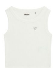 Guess Top J6GI36 K8RT2 Biały Slim Fit. Białe koszulki i t-shirty dziewczęce Guess, z aplikacjami, z wiskozy, bez kołnierzyka, bez ramiączek. Za 134.99 zł.