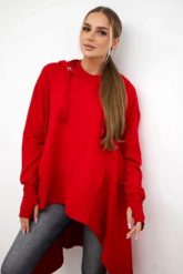 Bluza rozkloszowana u dołu czerwona. Czerwone bluzy damskie KESI, l, bez wzorów, z bawełny, z kapturem. Za 238.37 zł.