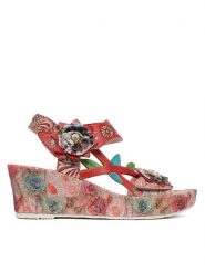 Laura Vita Sandały Facdiao 42 Czerwony. Czerwone sandały damskie LAURA VITA, bez wzorów, ze skóry, bez obcasa, na koturnie, bez zapięcia. Za 449.99 zł.