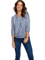 WITT WEIDEN Bluzka w kolorze granatowo-białym rozmiar: 42. Białe bluzki damskie WITT WEIDEN, bez wzorów, z wiskozy, bez kołnierzyka, bez ramiączek. Za 56.53 zł.