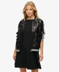Superdry Kurtka Suikajan z Cekinami. Kurtki damskie Superdry, bez wzorów, z elastanu, bez kaptura. Za 556.95 zł.
