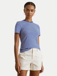 LAUREN RALPH LAUREN T-Shirt 200P03721004 Niebieski Slim Fit. Niebieskie t-shirty damskie Lauren Ralph Lauren, s, bez wzorów, z bawełny, bez kołnierzyka. Za 329.99 zł.