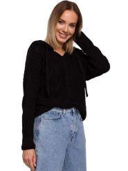 Made of emotion Bluza w kolorze czarnym rozmiar: S/M. Czarne bluzy damskie Made Of Emotion, m, bez wzorów, ze splotem, z kapturem. Za 153.71 zł.