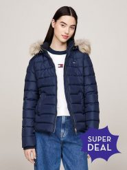 TOMMY JEANS Kurtka zimowa w kolorze granatowym rozmiar: L. Niebieskie kurtki damskie Tommy Jeans, na zimę, l, bez wzorów, z jeansu, bez kaptura. Za 549.06 zł.