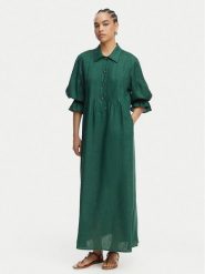 Luisa Spagnoli Sukienka koszulowa Pasotto 543083 Zielony ciemny Regular Fit. Zielone sukienki damskie Luisa Spagnoli, bez wzorów, ze lnu, bez ramiączek. Za 1,809.00 zł.