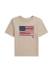 Polo Ralph Lauren T-Shirt 313B20043001 Beżowy Regular Fit. Brązowe koszulki i t-shirty dziewczęce Polo Ralph Lauren, bez wzorów, z bawełny, bez kołnierzyka, bez ramiączek. Za 289.99 zł.