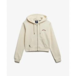 Bluza damska z kapturem Superdry Essential. Białe bluzy damskie Superdry, xl, bez wzorów, prążkowane, z kapturem. Za 380.20 zł.