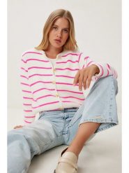 Happiness Istanbul Kardigan w kolorze różowo-białym rozmiar: onesize. Białe kardigany damskie Happiness Istanbul, bez wzorów, ze splotem. Za 100.75 zł.