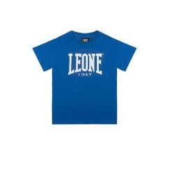 Leone 1947 Basic Kurzarm-T-Shirt z dużym logo dla Kinder. Niebieskie t-shirty damskie LEONE 1947 APPAREL, bez wzorów, z bawełny, bez kołnierzyka. W wyprzedaży za 39.68 zł.