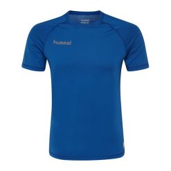Koszulka termoaktywna dla dorosłych Hummel First Performance Jersey S/S. Niebieskie koszulki damskie Hummel, l, bez wzorów, z jersey, bez kołnierzyka, bez ramiączek. Za 70.00 zł.