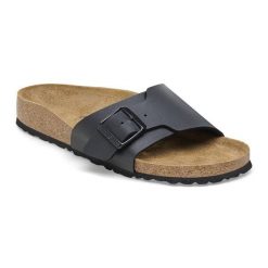 Birkenstock Catalina BS Birko-Flor Klapki damskie. Czarne klapki damskie Birkenstock, bez wzorów, bez obcasa, bez zapięcia. Za 269.99 zł.