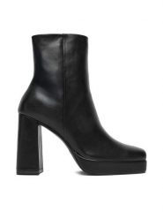 DeeZee Botki 24ST0155-1 Czarny. Czarne botki damskie DeeZee, z materiału, bez obcasa, na słupku, bez zapięcia. Za 199.99 zł.