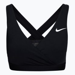 Biustonosz do karmienia Nike Swoosh Bra. Czarne biustonosze sportowe damskie Nike, bez wzorów. Za 119.99 zł.