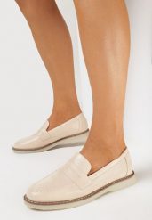 Beżowe Eleganckie Mokasyny z Paskiem z Wycięciem Omnivena. Brązowe mokasyny damskie Born2be, bez obcasa. Za 89.99 zł.
