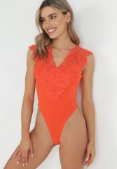 Pomarańczowe Koronkowe Body Albertyne. Brązowe body i gorsety Born2be, bez wzorów, z bawełny. Za 79.99 zł.