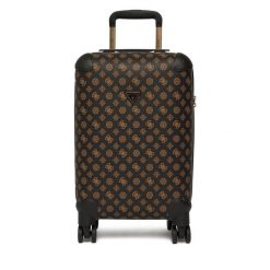 Walizka kabinowa Guess. Brązowe walizki Guess, z aplikacjami. Za 829.99 zł.