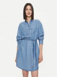 United Colors Of Benetton Sukienka koszulowa 4KHNDV085 Niebieski Regular Fit. Niebieskie sukienki damskie United Colors Of Benetton, bez wzorów, z lyocellu, bez ramiączek. Za 209.99 zł.