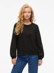 Vila Bluza "Sandy" w kolorze czarnym rozmiar: L. Czarne bluzy damskie Vila, l, bez wzorów, z materiału, bez kaptura. Za 154.95 zł.