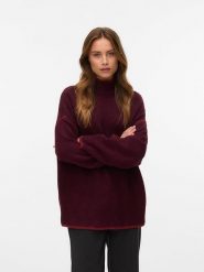 Vero Moda Sweter w kolorze bordowym rozmiar: L. Czerwone swetry klasyczne damskie Vero Moda, l, z wełny, bez kołnierzyka. Za 139.87 zł.