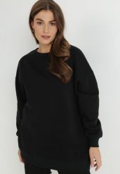 Czarna Bluza Oversize z Polarem Mes. Czarne bluzy damskie Born2be, s, bez wzorów, z dzianiny, bez kaptura. Za 64.99 zł.