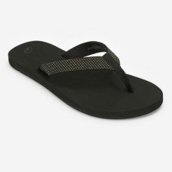 Japonki damskie Olaian 550. Czarne klapki damskie OLAIAN, bez wzorów, z bawełny, bez obcasa, na płaskiej podeszwie, bez zapięcia. Za 69.99 zł.