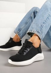 Czarno-Białe Buty Sportowe Sneakersy z Siateczki na Podeszwie z Tłoczeniami Kortebia. Czarne obuwie sportowe casual damskie Renee, z jeansu. Za 74.99 zł.