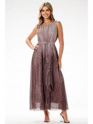 Awama Sukienka w kolorze brązowym rozmiar: XL. Brązowe sukienki damskie Awama, bez wzorów, z tkaniny, bez ramiączek. Za 335.82 zł.