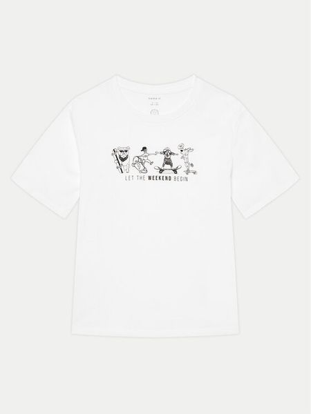 NAME IT T-Shirt Bocalle 13241851 Biały Regular Fit. Białe t-shirty i koszulki chłopięce Name it, bez wzorów, z bawełny, bez kołnierzyka, bez ramiączek. Za 29.99 zł.