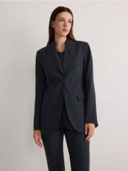 Marynarka z wełną - ciemnoszary. Szare marynarki i żakiety damskie Reserved, l, bez wzorów, z tkaniny. W wyprzedaży za 219.99 zł.