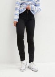 Modelujące dżinsy termiczne o kroju skinny, high waist. Czarne rurki damskie bonprix, bez wzorów, z jeansu, z podwyższonym stanem. Za 149.99 zł.