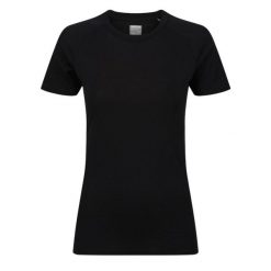 Koszulka merino damska Inov-8 Merino Short Sleeve T-Shirt. Czarne bluzki damskie Inov-8, bez wzorów, bez kołnierzyka, bez ramiączek. Za 340.99 zł.
