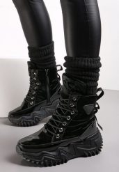 Czarne Ocieplane Sneakersy za Kostkę na Platformie Melianira. Czarne obuwie sportowe damskie Renee, za kostkę, bez zapięcia. Za 109.99 zł.