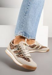 Panterkowe Sneakersy z Geometrycznym Wzorem w Panterkę Eravania. Obuwie sportowe damskie Renee, z jeansu, bez zapięcia. Za 99.99 zł.