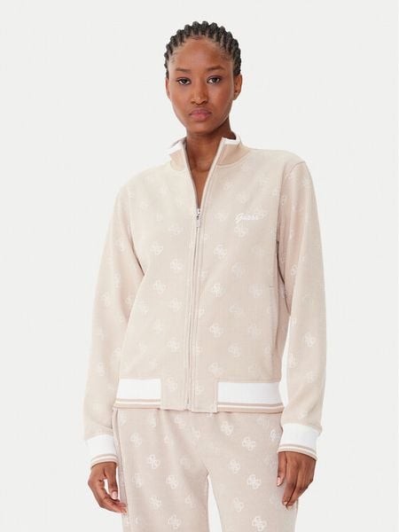 Guess Bluza V5BQ01 K1902 Brązowy Regular Fit. Brązowe bluzy damskie Guess, xs, z aplikacjami, z syntetyku, bez kaptura. Za 319.99 zł.